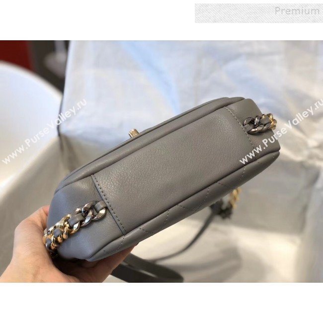 Chanel Quilted Calfskin Flap Bag AS0413 Gray 2019 (SMJD-9102206)