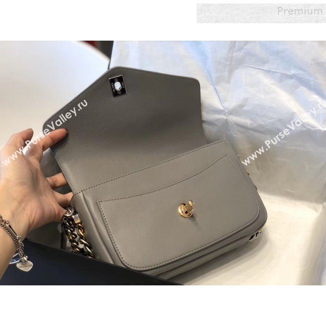 Chanel Quilted Calfskin Flap Bag AS0413 Gray 2019 (SMJD-9102206)
