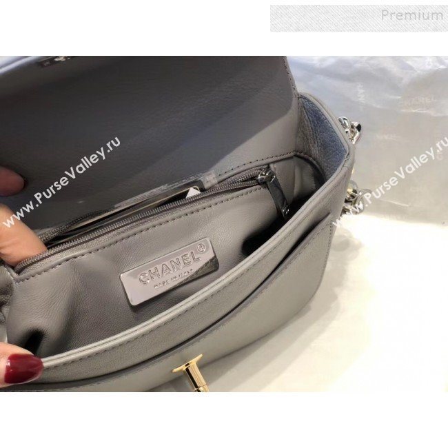 Chanel Quilted Calfskin Flap Bag AS0413 Gray 2019 (SMJD-9102206)