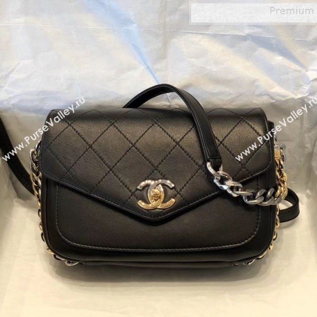 Chanel Quilted Calfskin Flap Bag AS0413 Black 2019 (SMJD-9102207)