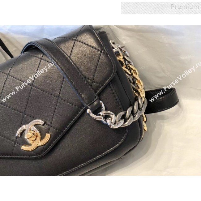 Chanel Quilted Calfskin Flap Bag AS0413 Black 2019 (SMJD-9102207)