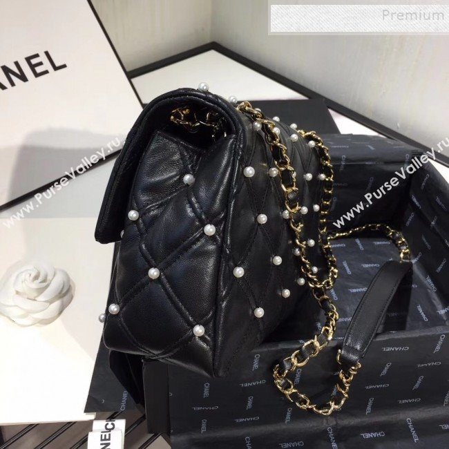 Chanel Quilted Pearl Lambskin Flap Bag AS1202 Black 2019 (KAIS-9102210)