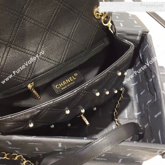 Chanel Quilted Pearl Lambskin Flap Bag AS1202 Black 2019 (KAIS-9102210)