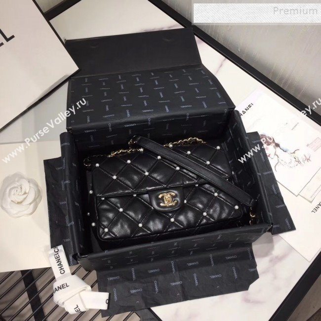 Chanel Quilted Pearl Lambskin Flap Bag AS1202 Black 2019 (KAIS-9102210)