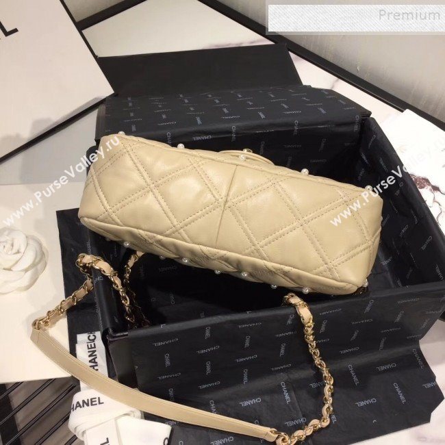Chanel Quilted Pearl Lambskin Flap Bag AS1202 Apricot 2019 (KAIS-9102211)