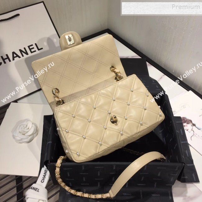 Chanel Quilted Pearl Lambskin Flap Bag AS1202 Apricot 2019 (KAIS-9102211)