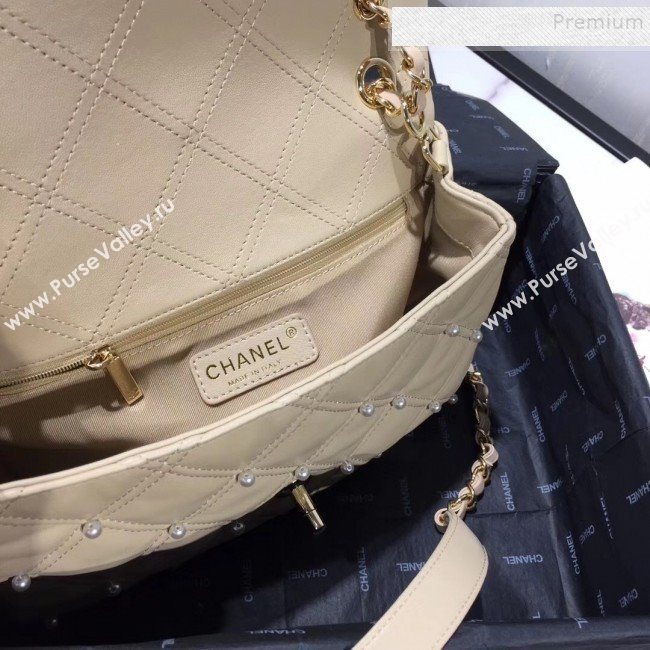 Chanel Quilted Pearl Lambskin Flap Bag AS1202 Apricot 2019 (KAIS-9102211)