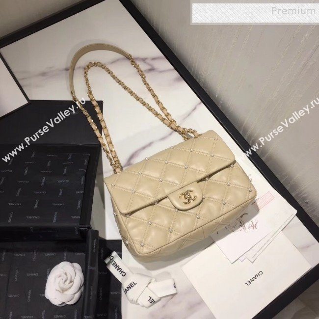 Chanel Quilted Pearl Lambskin Flap Bag AS1202 Apricot 2019 (KAIS-9102211)