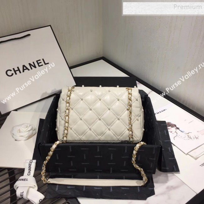 Chanel Quilted Pearl Lambskin Flap Bag AS1202 White 2019 (KAIS-9102212)