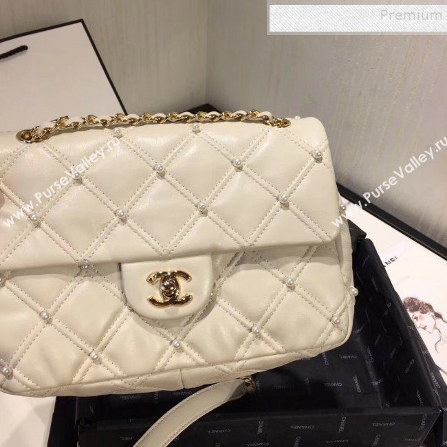 Chanel Quilted Pearl Lambskin Flap Bag AS1202 White 2019 (KAIS-9102212)