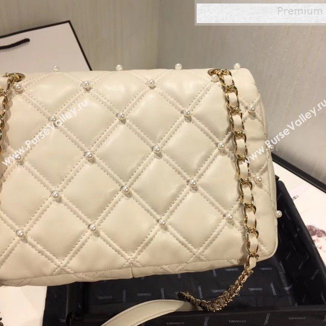 Chanel Quilted Pearl Lambskin Flap Bag AS1202 White 2019 (KAIS-9102212)