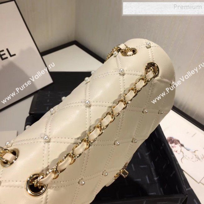 Chanel Quilted Pearl Lambskin Flap Bag AS1202 White 2019 (KAIS-9102212)