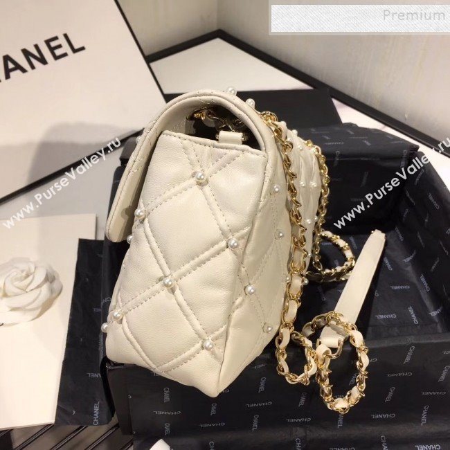 Chanel Quilted Pearl Lambskin Flap Bag AS1202 White 2019 (KAIS-9102212)