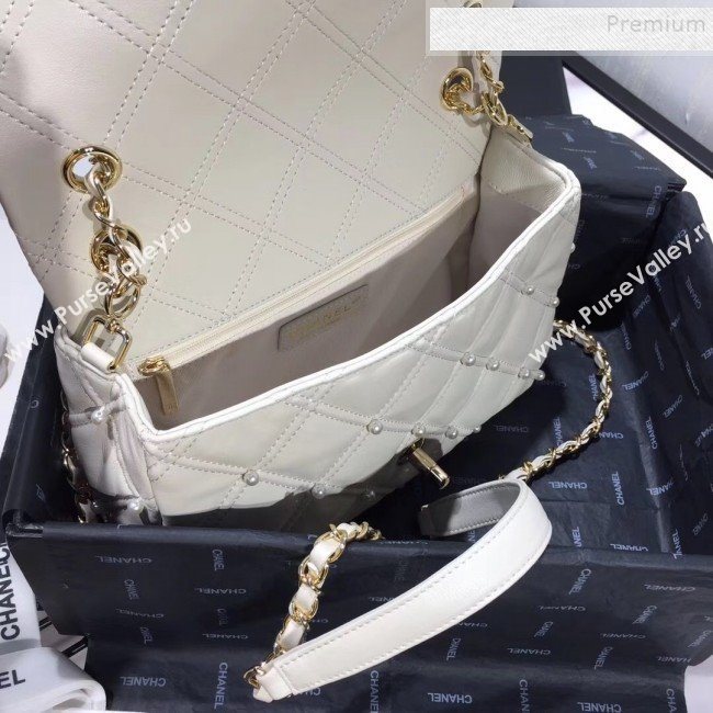 Chanel Quilted Pearl Lambskin Flap Bag AS1202 White 2019 (KAIS-9102212)