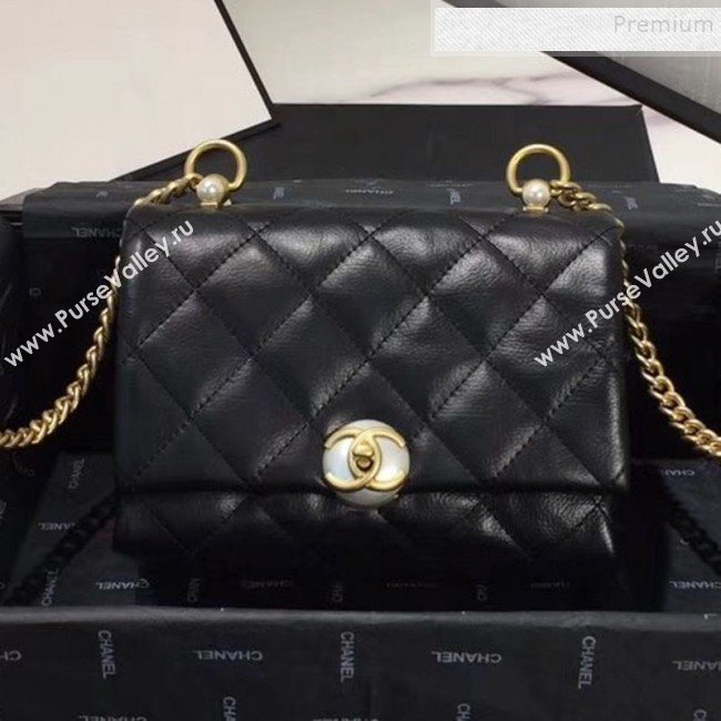 Chanel Quilted Leather Pearl Trim Small Flap Bag AS1170 Black 2019 (KAIS-9102214)