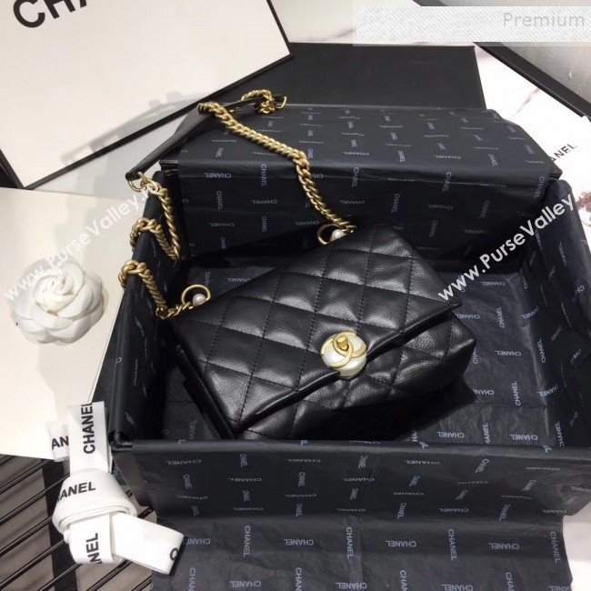 Chanel Quilted Leather Pearl Trim Small Flap Bag AS1170 Black 2019 (KAIS-9102214)