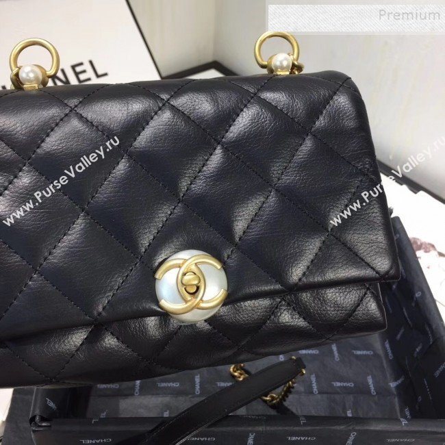 Chanel Quilted Leather Pearl Trim Small Flap Bag AS1170 Black 2019 (KAIS-9102214)