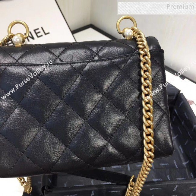 Chanel Quilted Leather Pearl Trim Small Flap Bag AS1170 Black 2019 (KAIS-9102214)