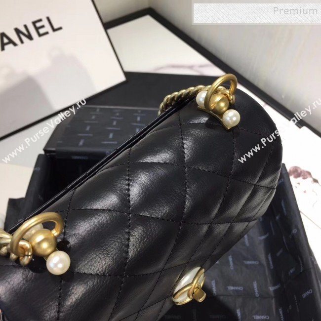Chanel Quilted Leather Pearl Trim Small Flap Bag AS1170 Black 2019 (KAIS-9102214)