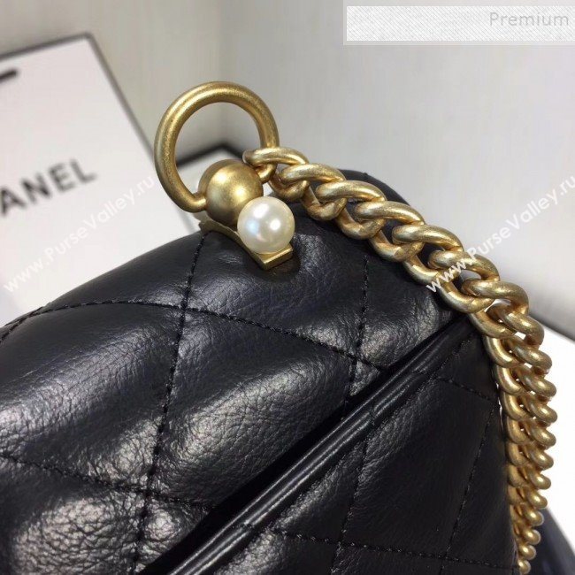 Chanel Quilted Leather Pearl Trim Small Flap Bag AS1170 Black 2019 (KAIS-9102214)