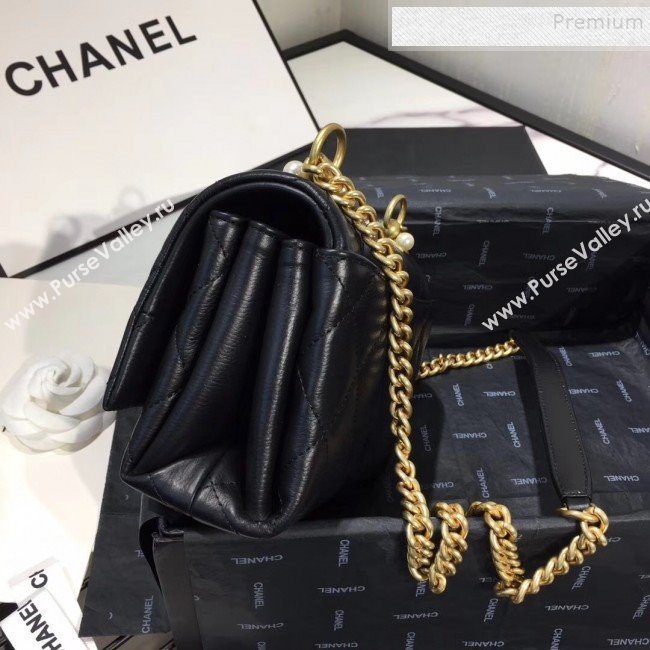 Chanel Quilted Leather Pearl Trim Small Flap Bag AS1170 Black 2019 (KAIS-9102214)