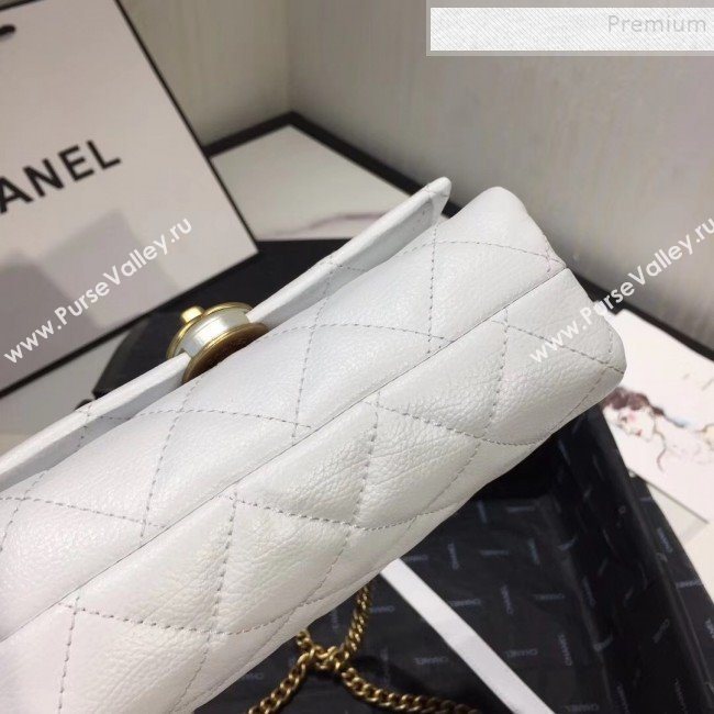 Chanel Quilted Leather Pearl Trim Small Flap Bag AS1170 White 2019 (KAIS-9102215)