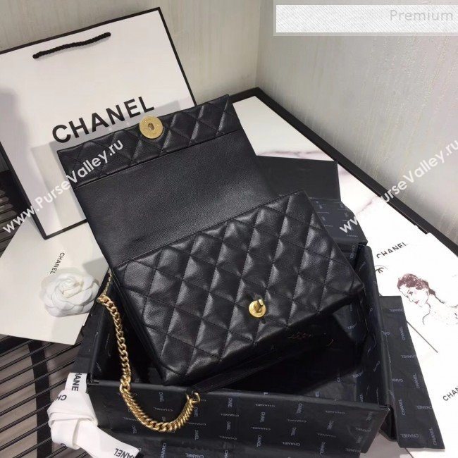 Chanel Quilted Leather Pearl Trim Medium Flap Bag AS1172 Black 2019 (KAIS-9102216)