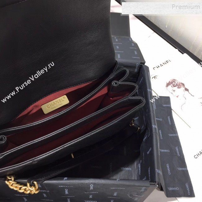 Chanel Quilted Leather Pearl Trim Medium Flap Bag AS1172 Black 2019 (KAIS-9102216)