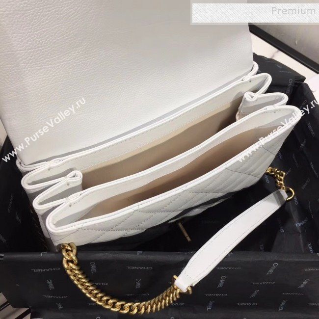 Chanel Quilted Leather Pearl Trim Medium Flap Bag AS1172 White 2019 (KAIS-9102217)