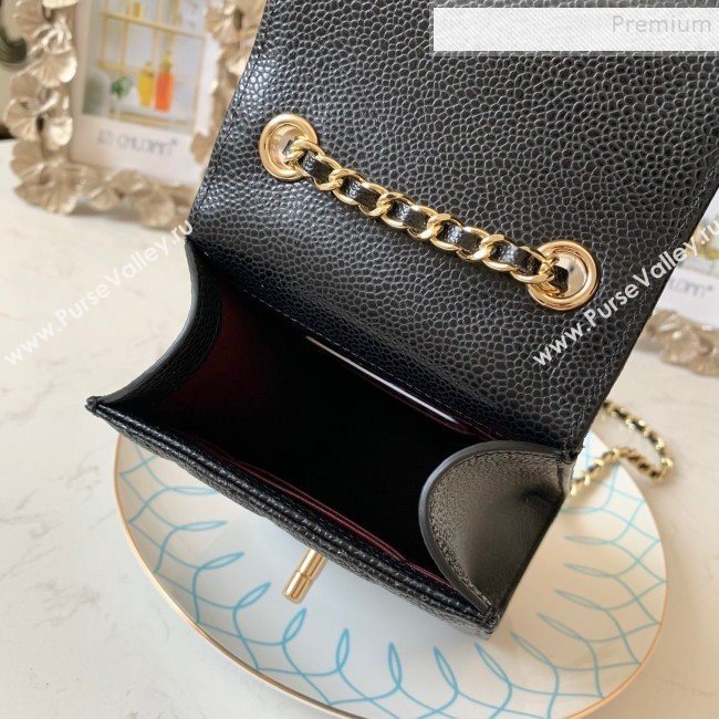 Chanel Quilted Grained Leather Phone Clutch with Chain AP0249 Black 2019 (FM-9102220)