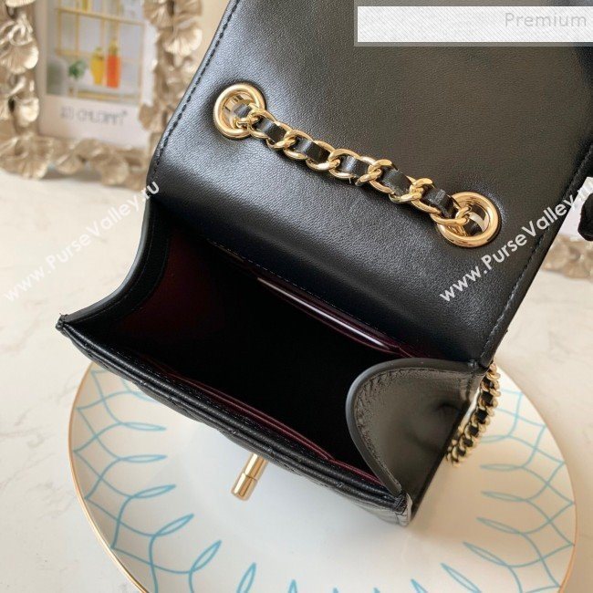 Chanel Quilted Lambskin Phone Clutch with Chain AP0249 Black 2019 (FM-9102221)