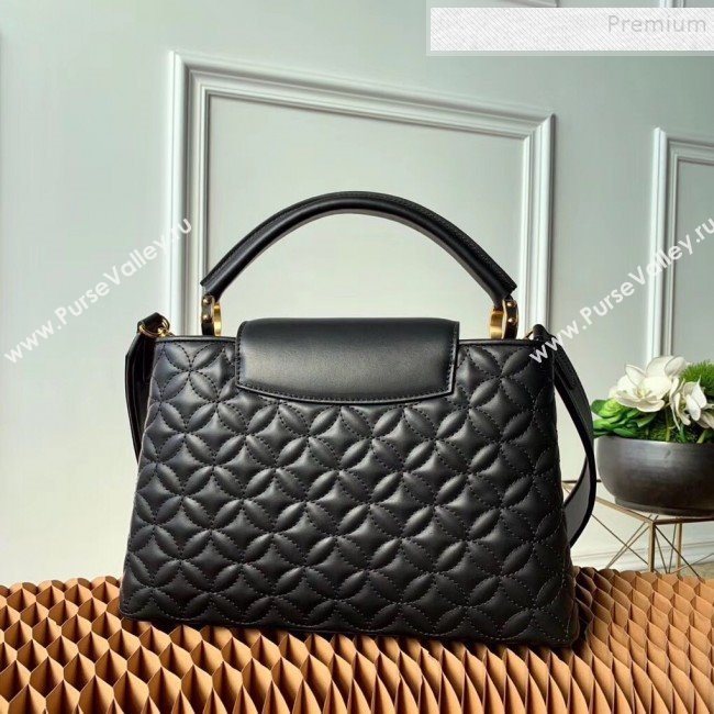 Louis Vuitton Capucines PM Monogram Flower Top Handle Bag M55366 Black 2019 (KIKI-9102238)