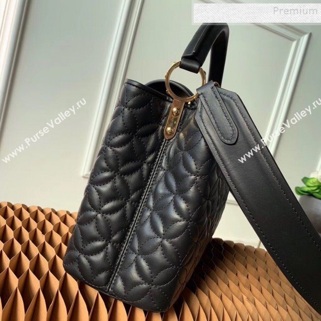 Louis Vuitton Capucines PM Monogram Flower Top Handle Bag M55366 Black 2019 (KIKI-9102238)