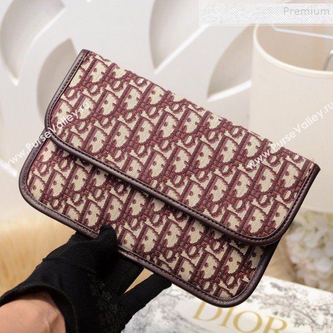 Dior Oblique Canvas Flap Clutch Burgundy 2019 (BINF-9102403)