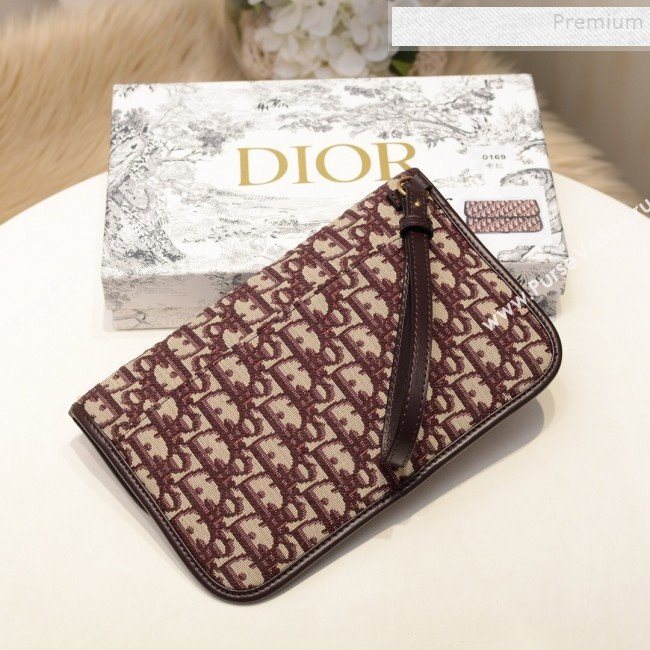 Dior Oblique Canvas Flap Clutch Burgundy 2019 (BINF-9102403)