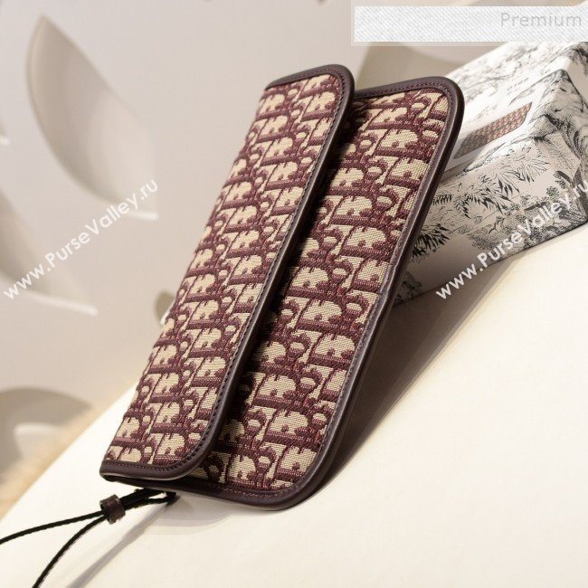 Dior Oblique Canvas Flap Clutch Burgundy 2019 (BINF-9102403)
