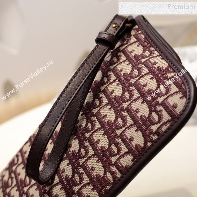 Dior Oblique Canvas Flap Clutch Burgundy 2019 (BINF-9102403)