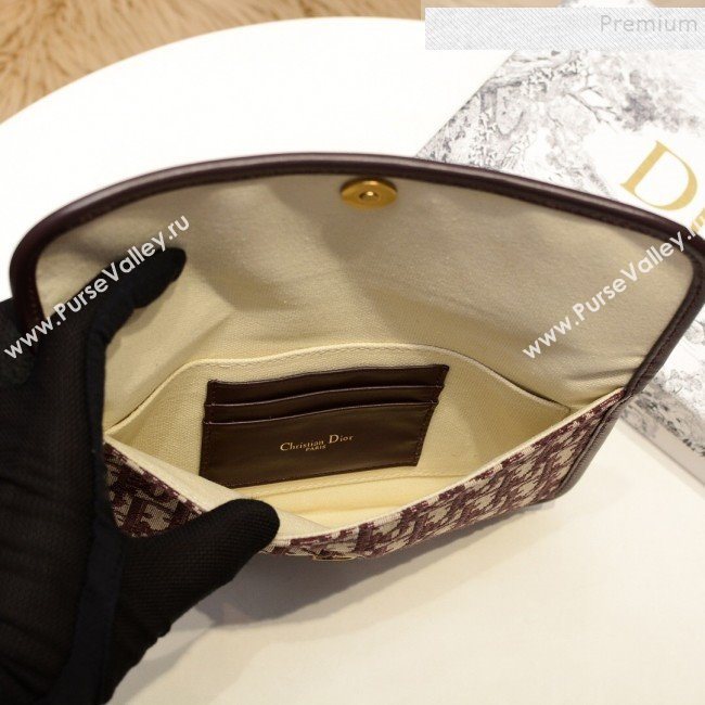 Dior Oblique Canvas Flap Clutch Burgundy 2019 (BINF-9102403)