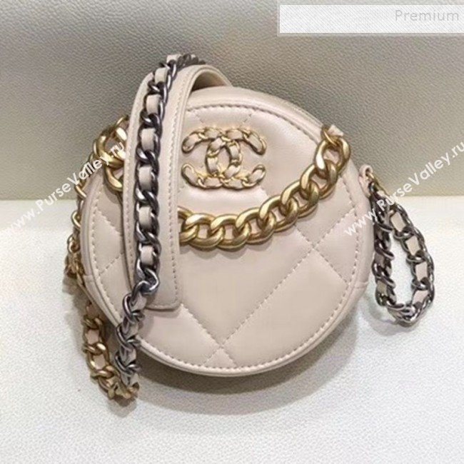 Chanel Maxi-Quilted Lambskin Round Clutch with Chain Apricot 2019 (SMJD-9102202)