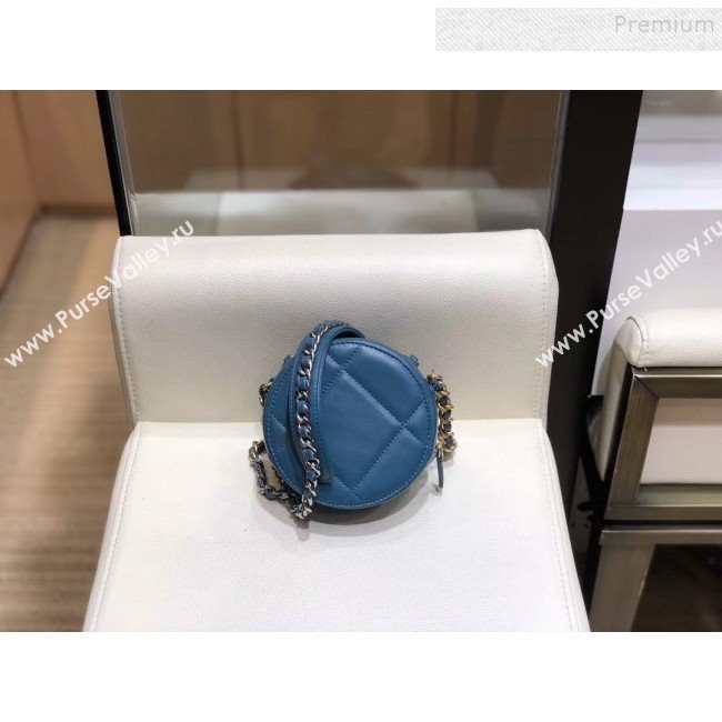 Chanel Maxi-Quilted Lambskin Round Clutch with Chain Blue 2019 (SMJD-9102203)