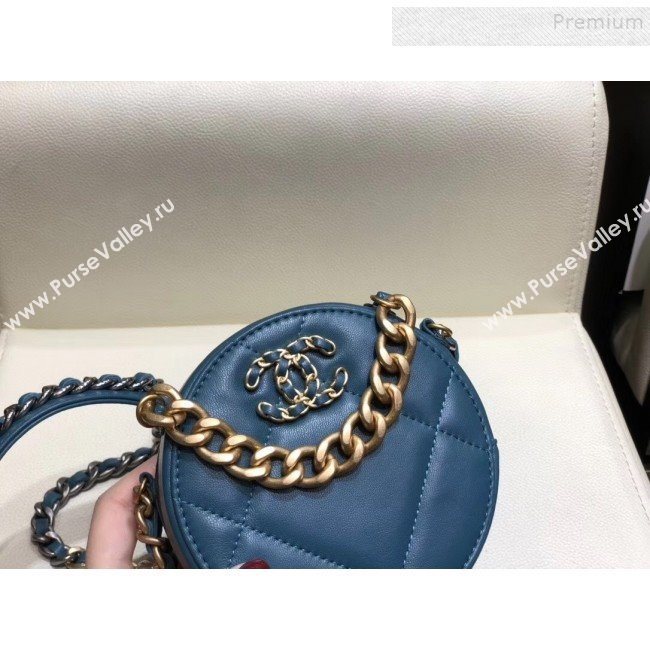 Chanel Maxi-Quilted Lambskin Round Clutch with Chain Blue 2019 (SMJD-9102203)