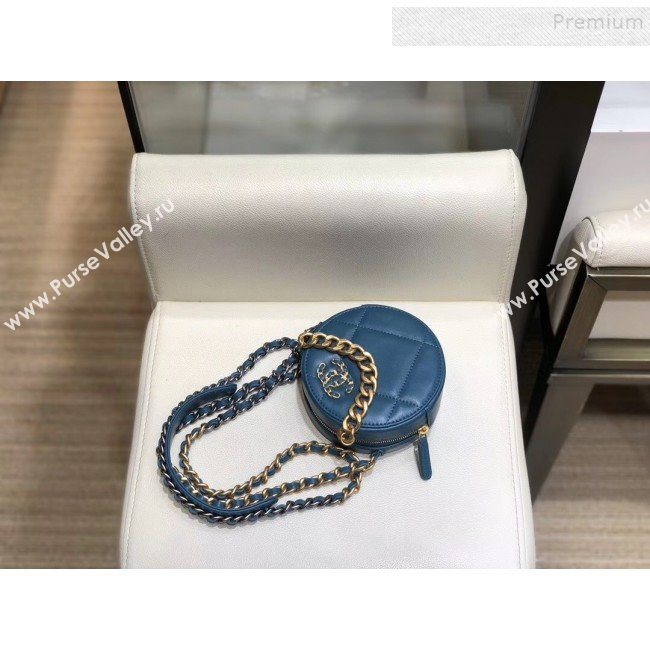 Chanel Maxi-Quilted Lambskin Round Clutch with Chain Blue 2019 (SMJD-9102203)