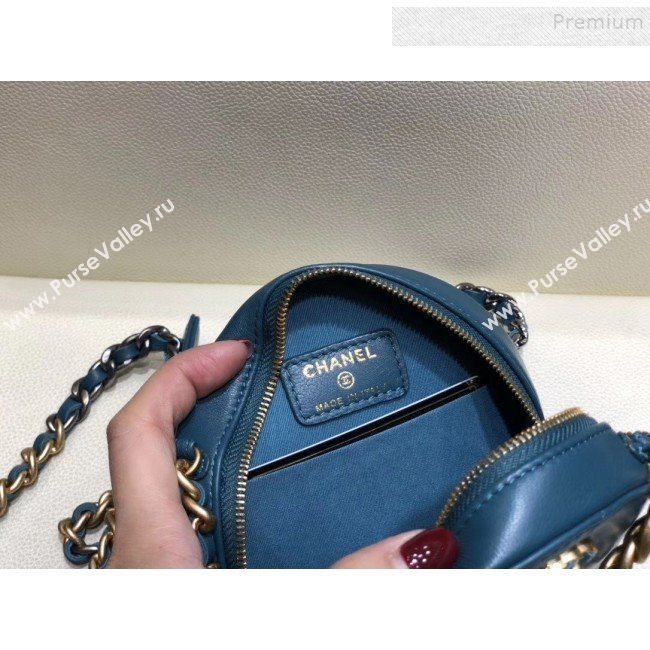 Chanel Maxi-Quilted Lambskin Round Clutch with Chain Blue 2019 (SMJD-9102203)