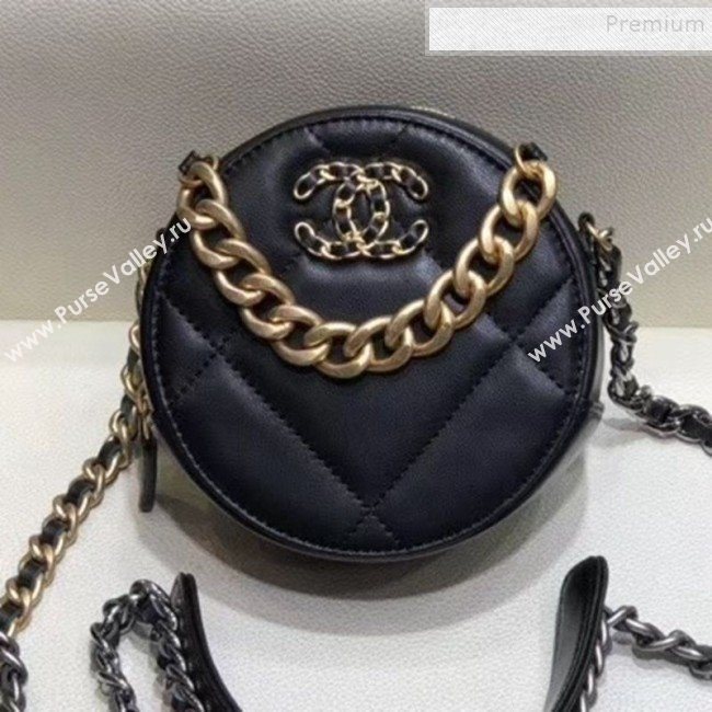 Chanel Maxi-Quilted Lambskin Round Clutch with Chain Black 2019 (SMJD-9102204)