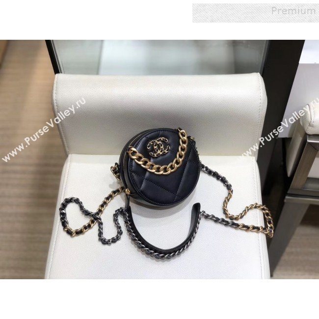 Chanel Maxi-Quilted Lambskin Round Clutch with Chain Black 2019 (SMJD-9102204)