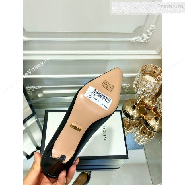 Gucci Zumi G Horsebit Mid-heel Leather Pump 596860 Black 2019 (DLY-9102506)