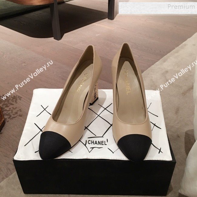 Chanel Lambskin Metal High-Heel Pumps G34905 Beige 2019 (HQG-9102534)