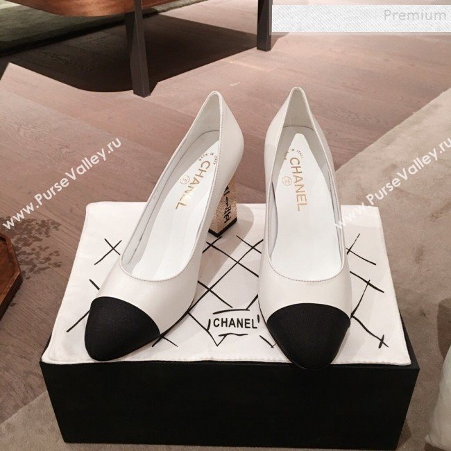 Chanel Lambskin Metal High-Heel Pumps G34905 White 2019 (HQG-9102536)