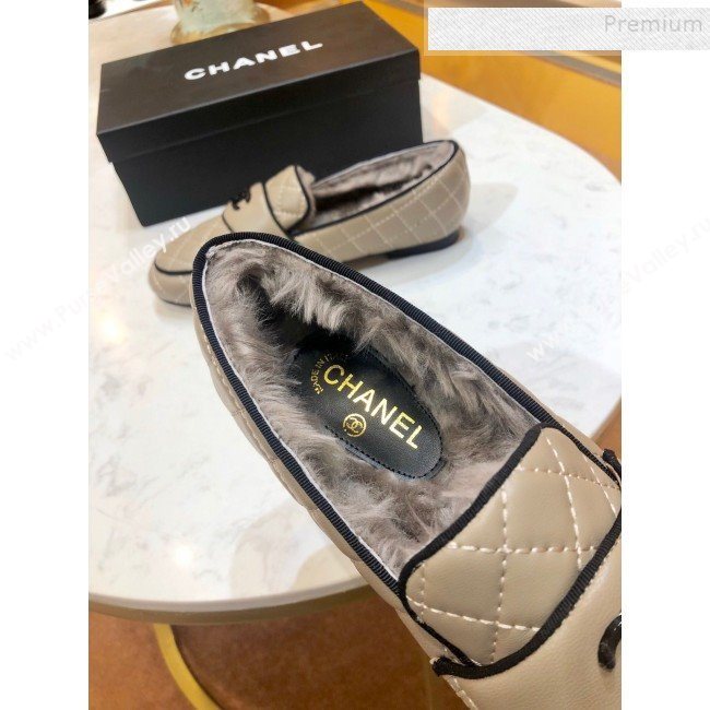 Chanel Quilted Lambskin and Wool Flat Loafers Gray 2019 (SIYA-9102440)