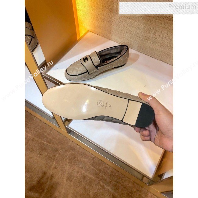 Chanel Quilted Lambskin and Wool Flat Loafers Gray 2019 (SIYA-9102440)